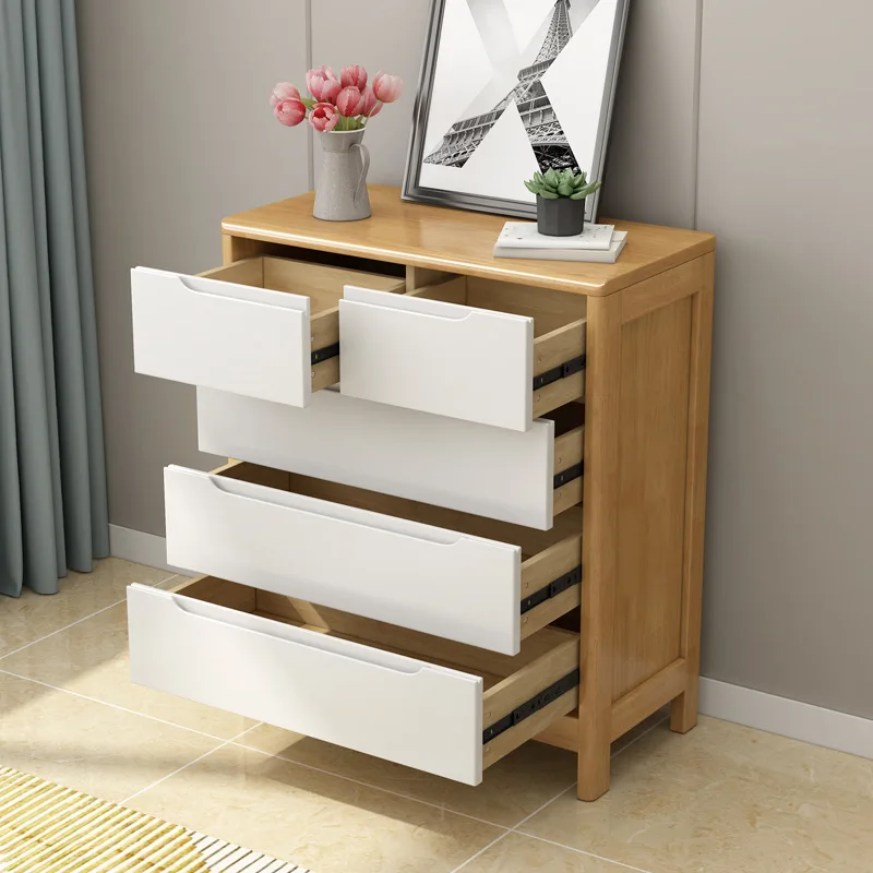Walnut White wooden bedroom living room furniture storage six drawers medical chest cabinet