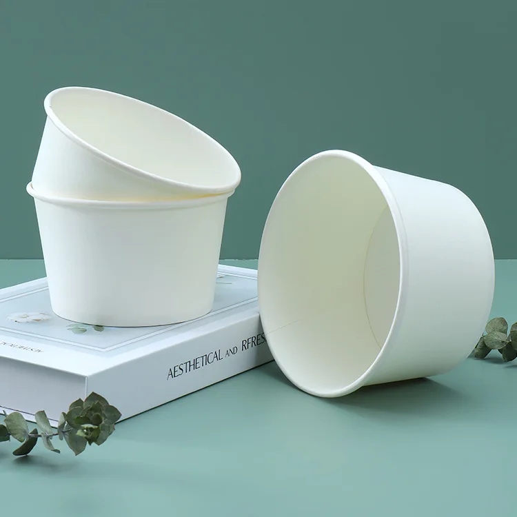 Biodegradable food grade leakproof salad bowl take away disposable paper bowls with lid