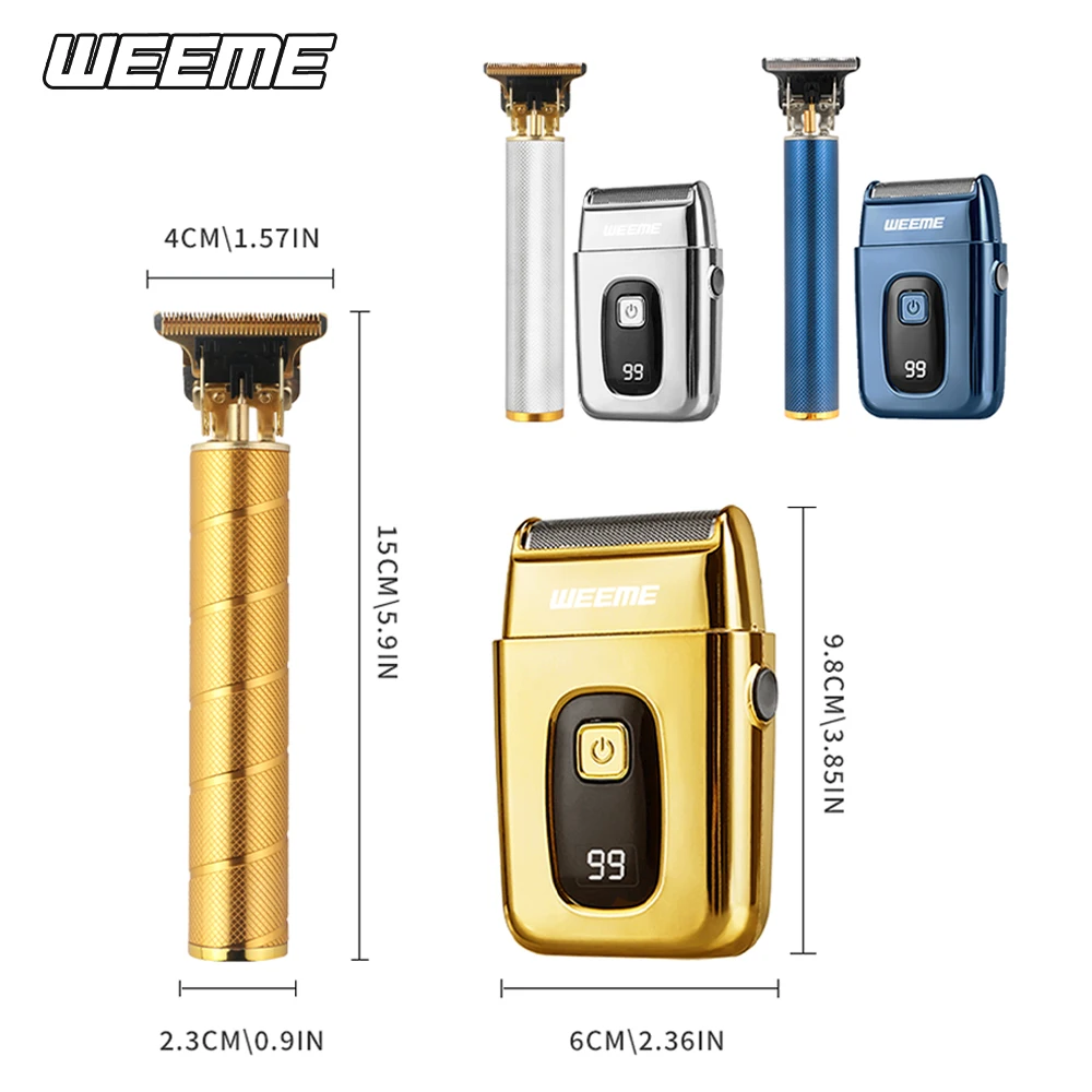 WEEME Salon Hair Oil Head Electric Clippers and Reciprocating Shaver Rechargeable Hair Cutting Tool Two-piece Set Shaver
