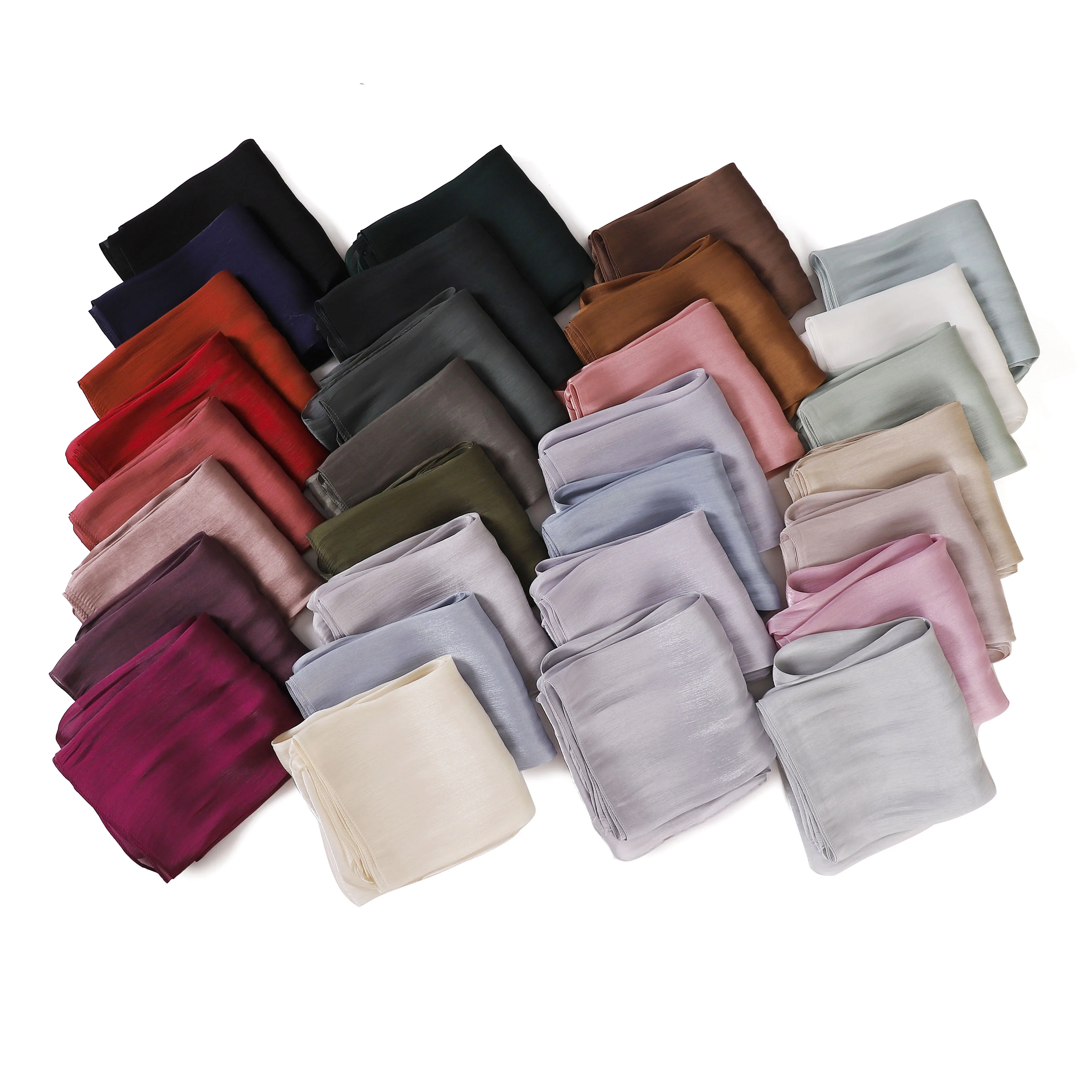 Newest Lady Smooth Soft Turbans Scarves Shiny Silk Feeling Hijab Crepe Crinkle Shawl Glitter Plain Shimmer Muslim Women Scarf