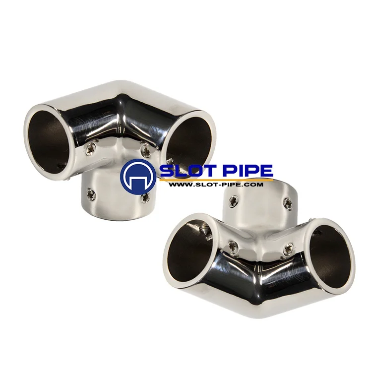 Marine hardware boat hand rail fitting corner fitting three way elbow 22mm round shape stainless steel