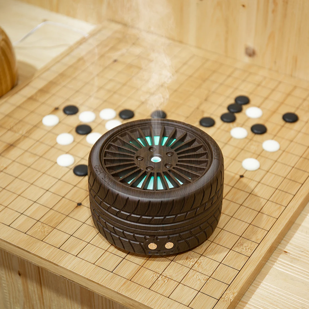 
Hot Sale Tyre Shaped 300ml Mini Ultrasonic Essential Oil Aroma Diffuser With Breathing Light For Bedroom 