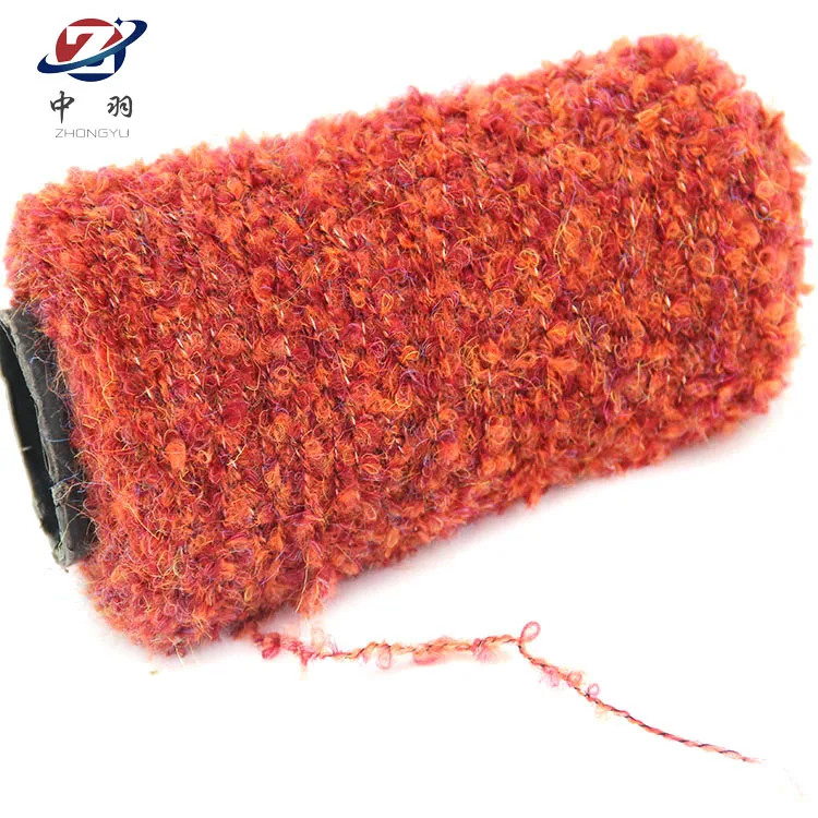 
Hot sale knitting 62% Acrylic 28% nylon 10% wool big small loops and threads yarns 