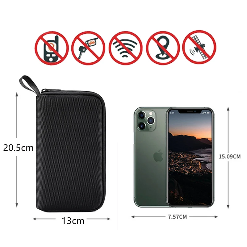 Anti-Tracking GPS RFID Car Key Signal Blocker Wallet Cell Phone Shielding Pouch Protective Case Fireproof Faraday Bag with Zip