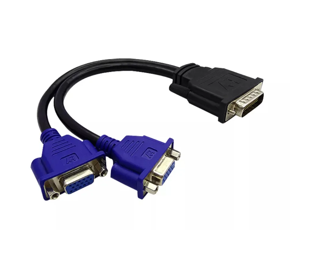 dual vga adapter cable graphics card DVI one divided into two dual screen display Dual plug computer adapter cable
