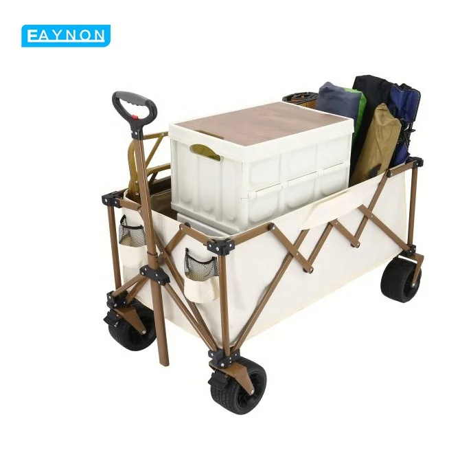 EAYNON Large capacity foldable outdoor campsite steel frame beach utility vehicle camping trolley