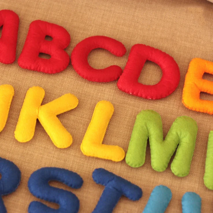 Diy handmade basket children english letters and numbers color toy felt storage basket