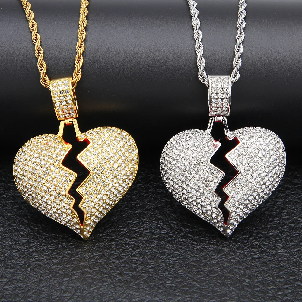 Hot selling punk hip hop letter necklace full diamond Hipster Lightning Clown Leopard Print Dollar Boxing Pendant Chain Necklace
