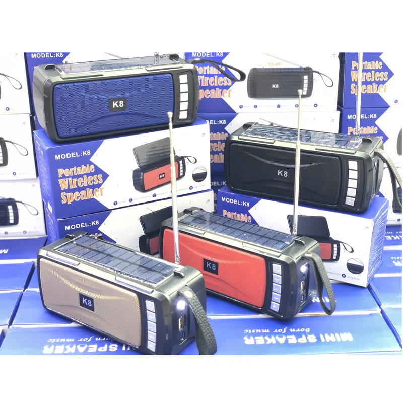top selling products 2022 K8 Outdoor Portable Solar Powered Wireless BT Speaker With Phone Holder And LED Torch