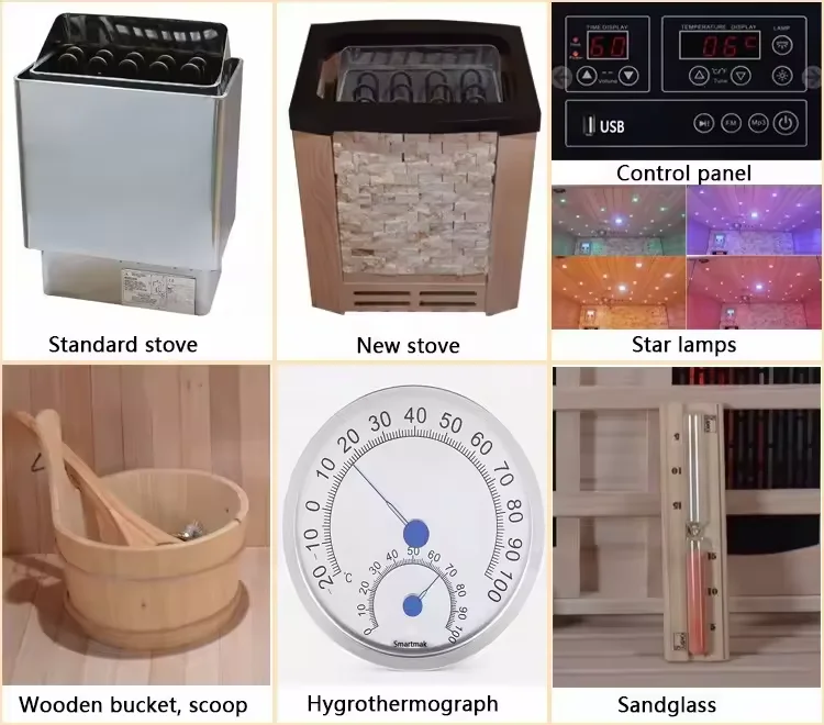 2024 Big himalayan salt therapy steam sauna room finnish1-6 person traditional dry wet steam sauna for sale