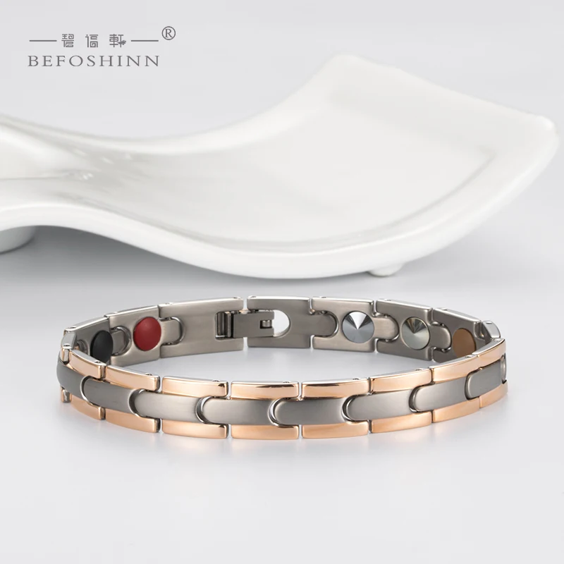 Factory Custom Healthy Energy Magnetic Bracelet Men Titanium Germanium Negative Ion Bracelets Bangle