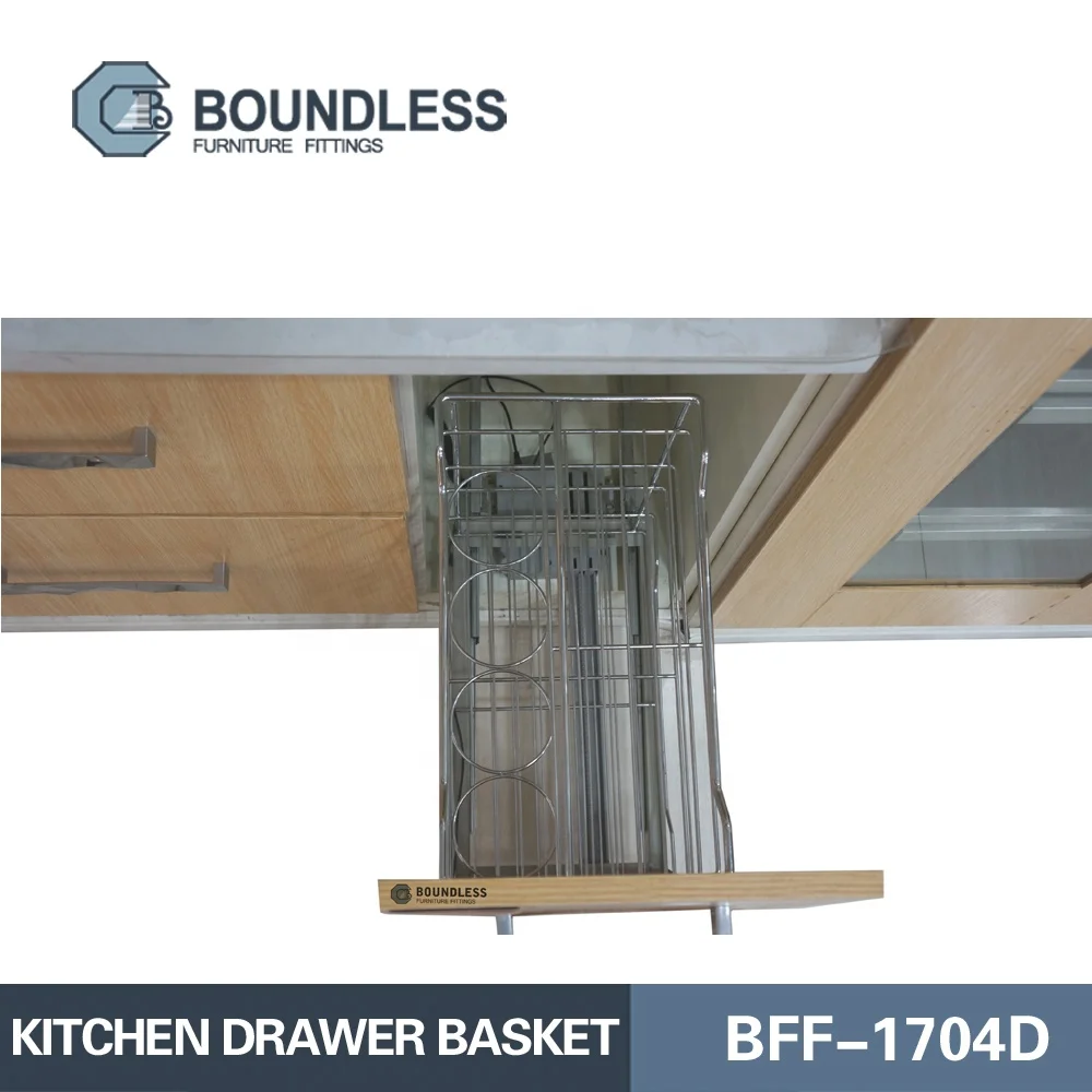 Kitchen Cabinet Metal Pull Out Wire Rack Storage Basket Two Tiers Rack Organizer Cabinet Accessory