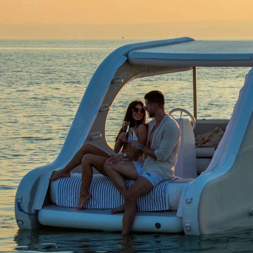 Catamaran Inflatable Boat-Rigid High-Pressure All-Drop Stitch Easy Setup Self-Bailing