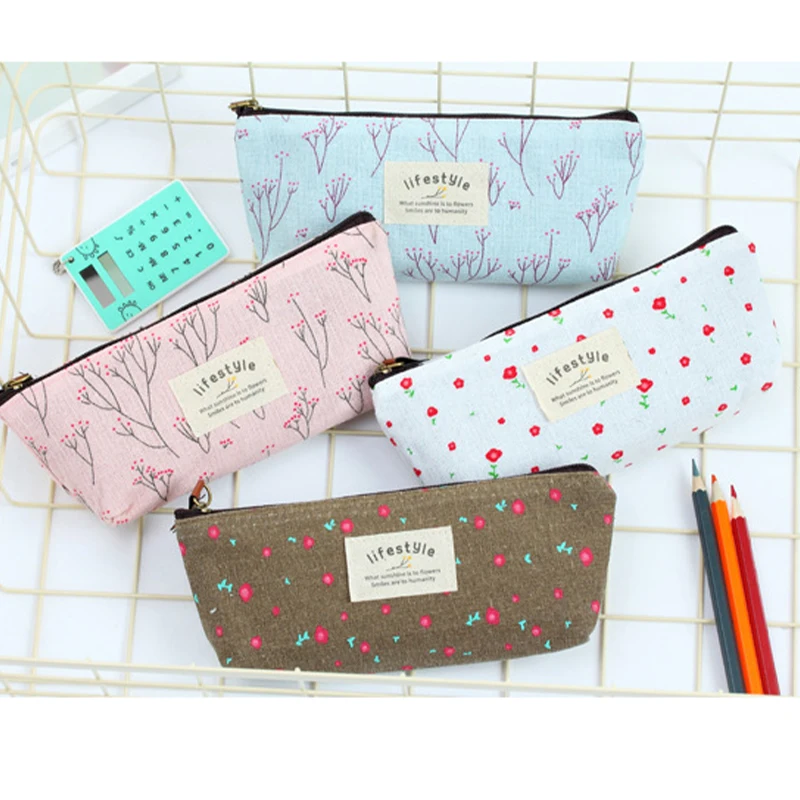Top Selling Korea Creative Pencil Case Girls Stationery Box Floral Pencil Bag