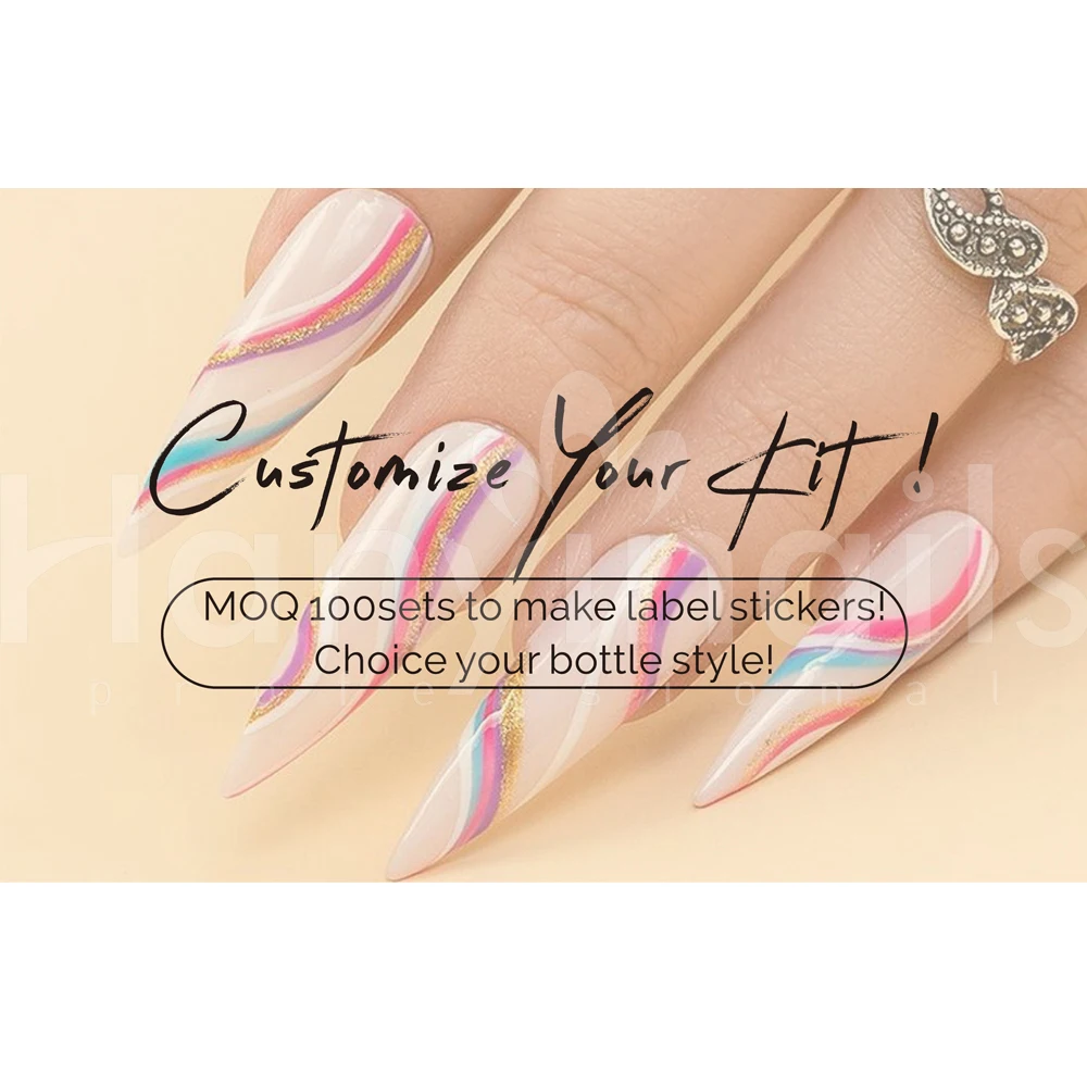 Hanyinails Hot selling nail box kit 24colors organic lasting 40days soak off 10ml   liner gel nail art