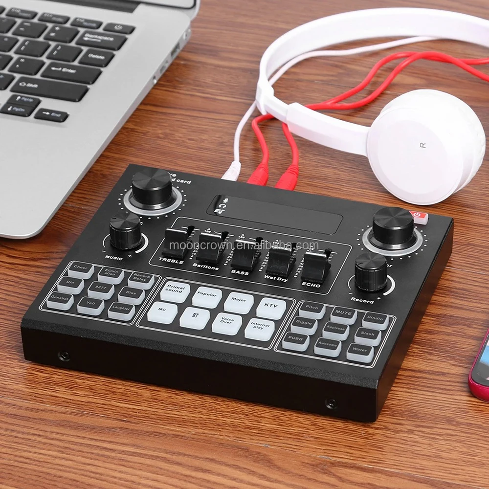 V9 аудио интерфейс dj звуковая карта usb студия запись Внешнее подключение телефон и Компьютер караоке прямая трансляция звуковые