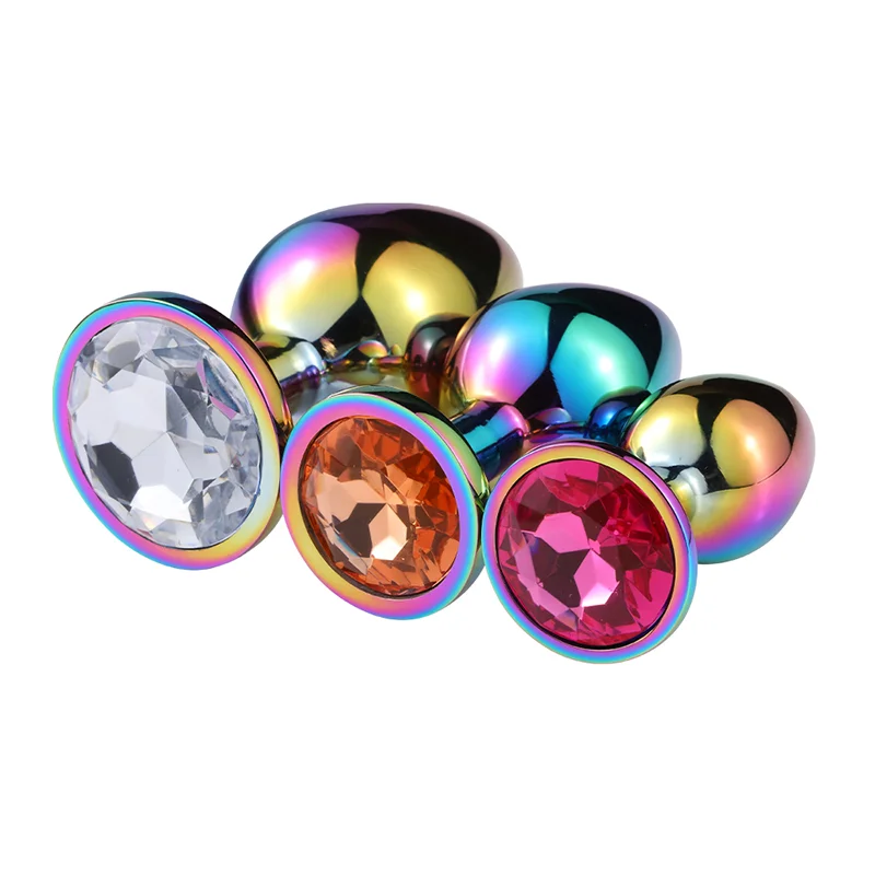 Factory Wholesale Colorful Rhinestone Butt plug Decorative Crystal Rainbow Small Medium Large Metal Anal Butt Plug