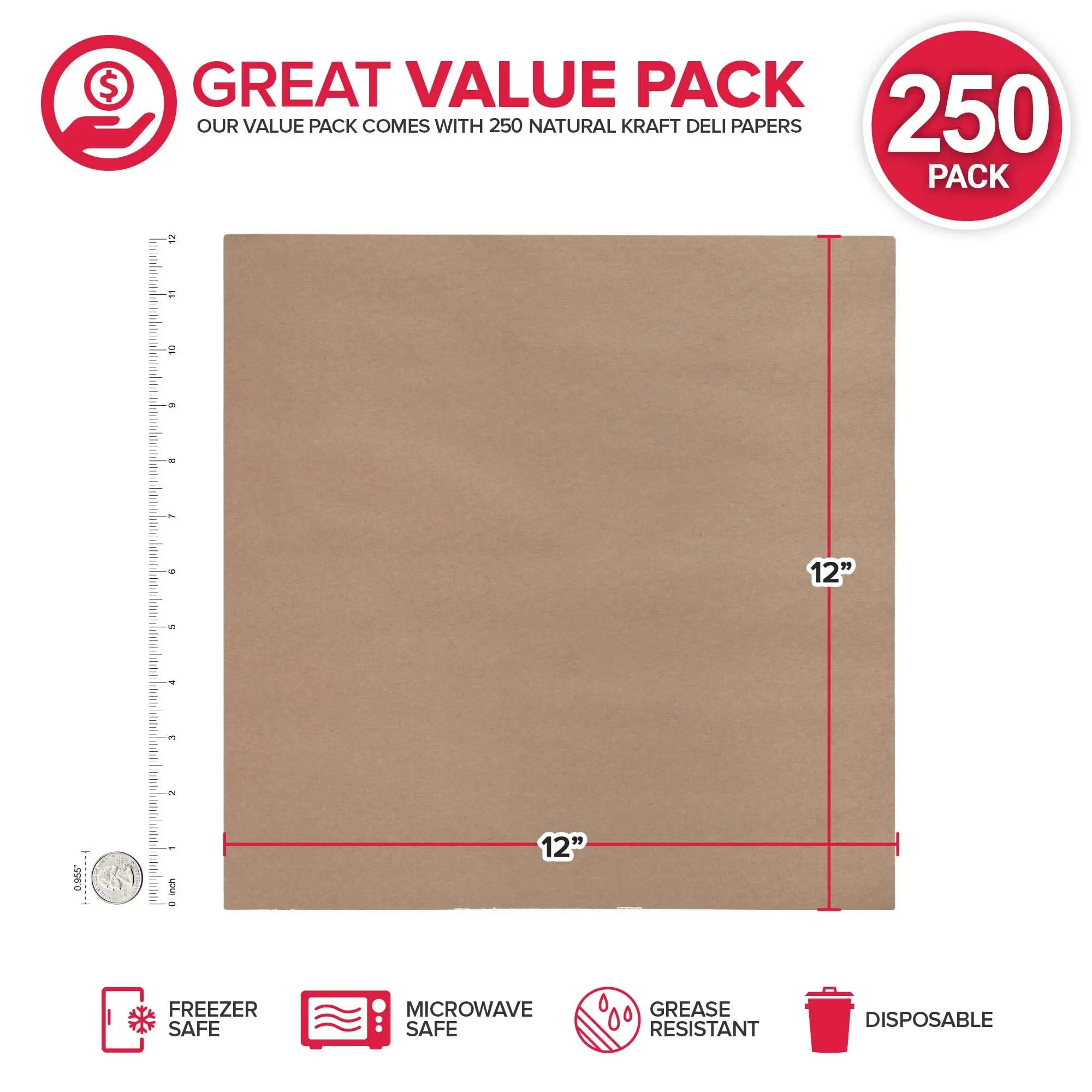 250pcs Food Grade Greaseproof Papers Oil-Proof Wrapping Wax Wrap Paper for BBQ Sandwich Hamburgers