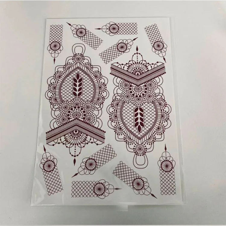 Maroon Brown Lace Custom Simple Tattoos Sticker Simple Angels Elegant Hand Body Art Tattoo Sticker