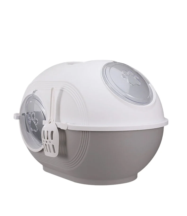 
High Quality Semi-closed Detachable Easy Clean Egg Shape Spill Prevention Plastic Pet Poop Box Smart Cat Toilet Litter Boxes 