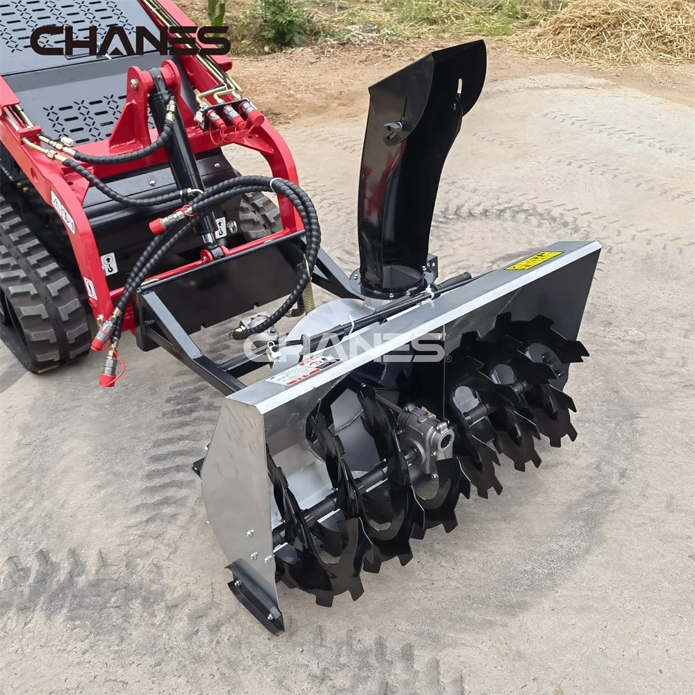 China  2024 Diesel  mini  skid  steer loader wheel loader attachment Snow Blower  equipment machine