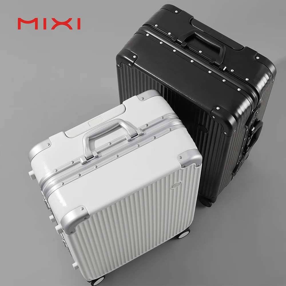 Mixi OEM travel luggage bags aluminum frame business trolley suitcases laptop maletas PC smart suitcase luggage