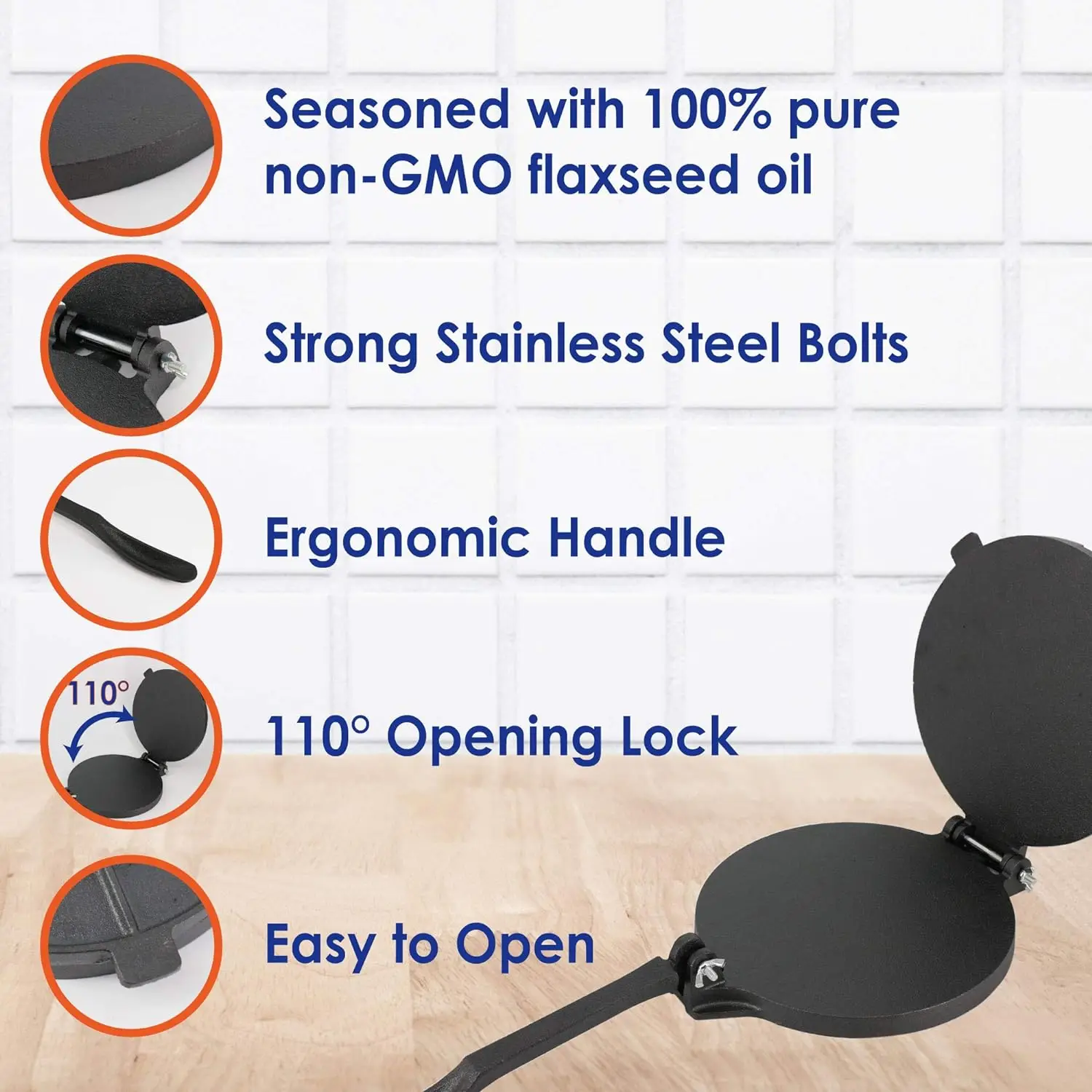 Kitchen Heavy Duty Manual Corn Flour Press Pre-seasoned Cast Iron Taco Tortilla Press