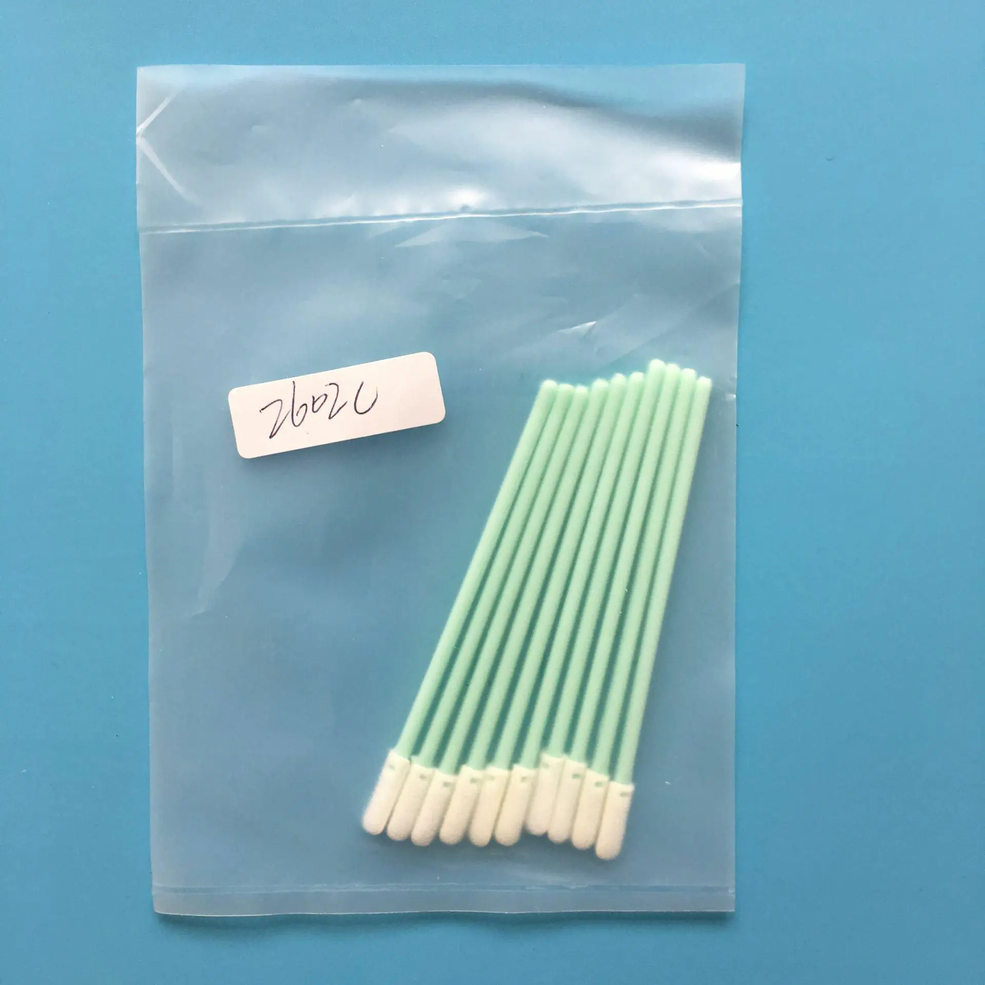 
Cleanroom laundered 100% continuous filament knitted polyester heads. virgin polypropylene handles swab selector sample swab 