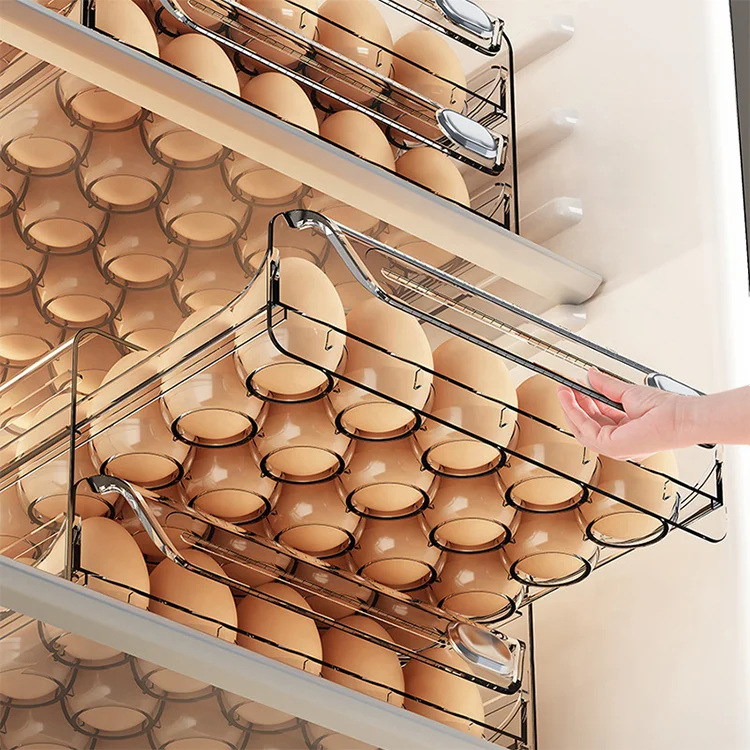 Refrigerator Egg Storage Crisper Drawer Type Household Double Layer Egg Tray Kitchen Can Stack Egg Rack