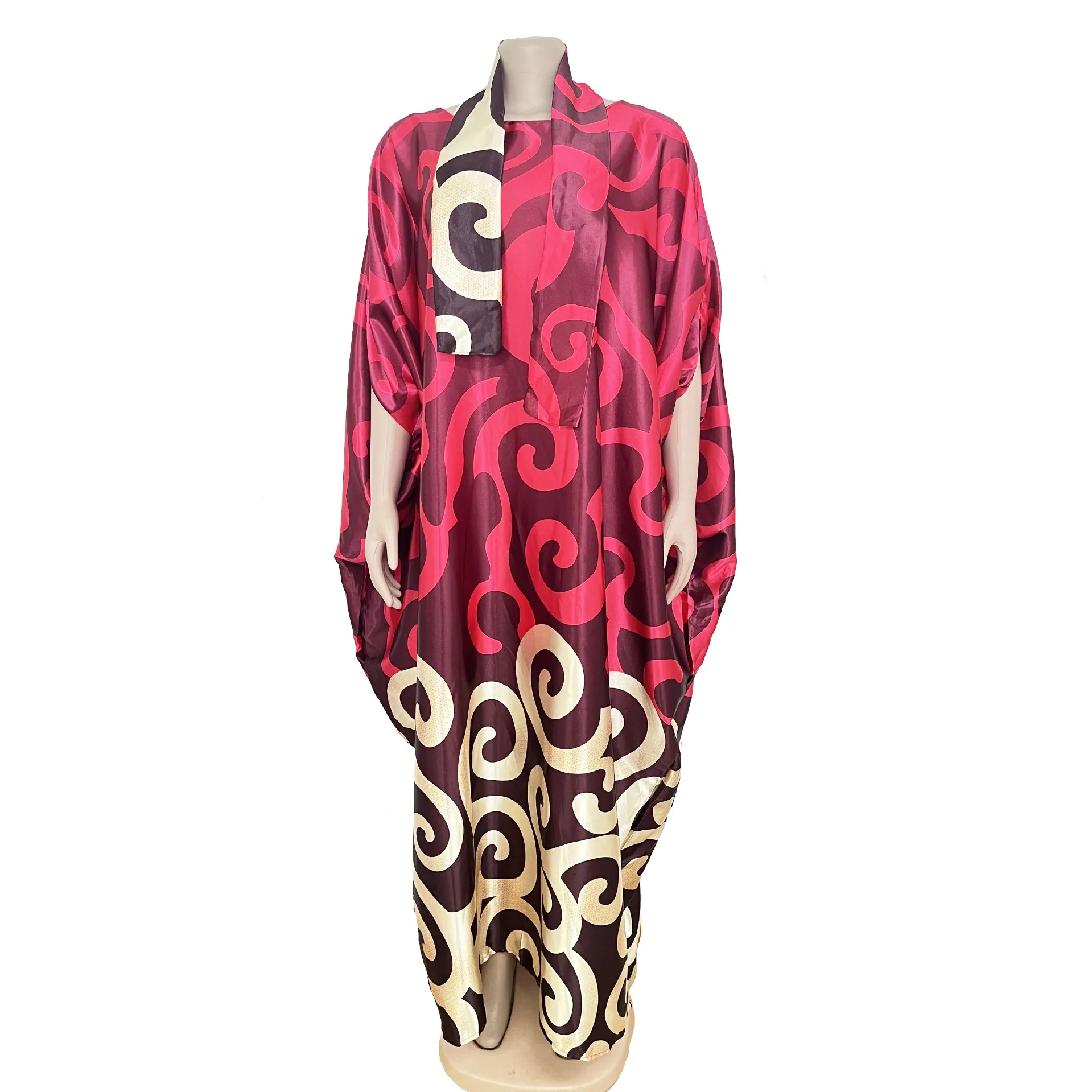 Sinya New Product Loose Muslim Hijab Print African Women Gowns Robe Dresses Plus Size Oversize Female Ladies Clothing