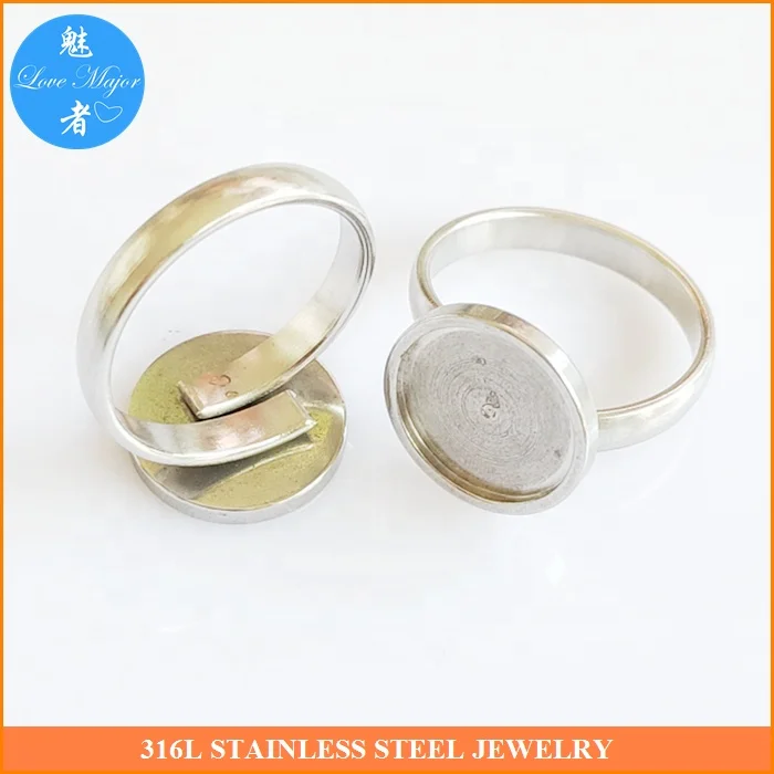 Wholesale Stainless Steel Basic Interchangeable Adjustable Stone Tray Ring Fashion Jewelry Finding