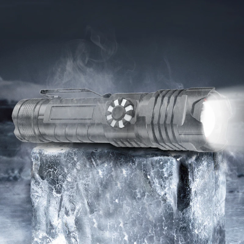 XHP99 strong light LED flashlight Type-cUSB rechargeable flashlight outdoor stepless dimming with clip zoom