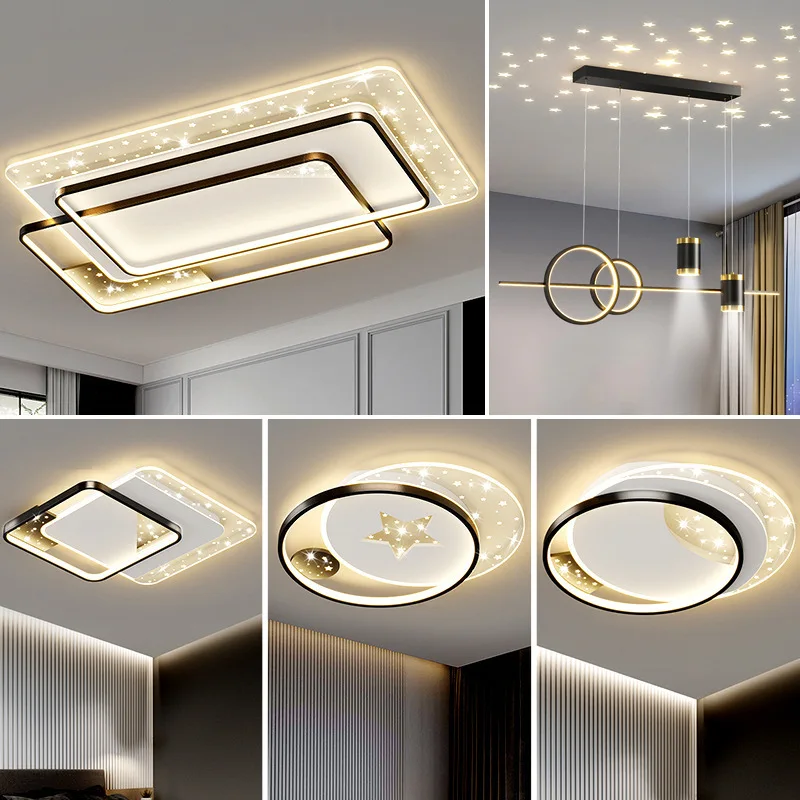 Starry Sky Dining Room Chandelier Modern Simple LED Light Luxury Living Room Main Light Light Lamp Nordic Bedroom Ceiling Lamp