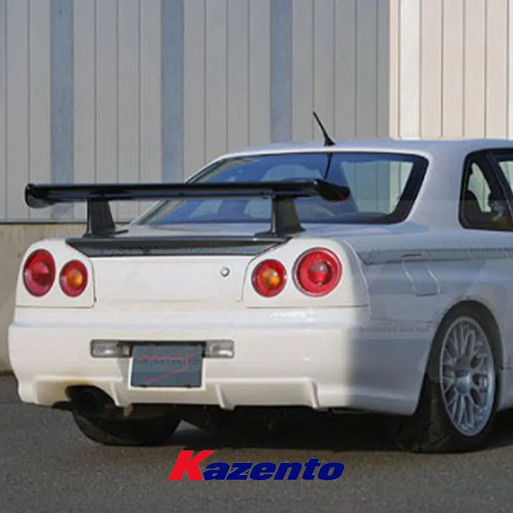 For Nissan Skyline R34 GTR GTT MI Style Fiberglass Unpaint Rear Spoiler Wing Lip