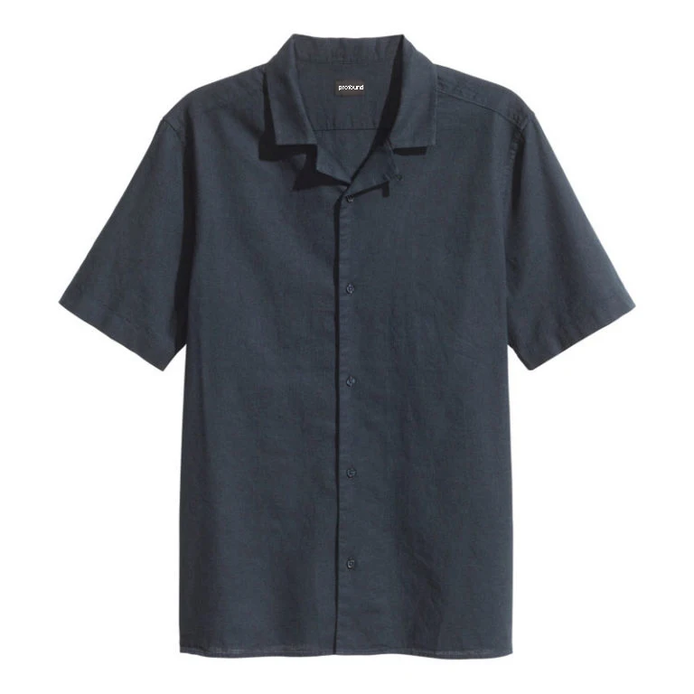 
Wholesale custom designer camp collar lounge men casual shirt collar design plain men linen t shirt 