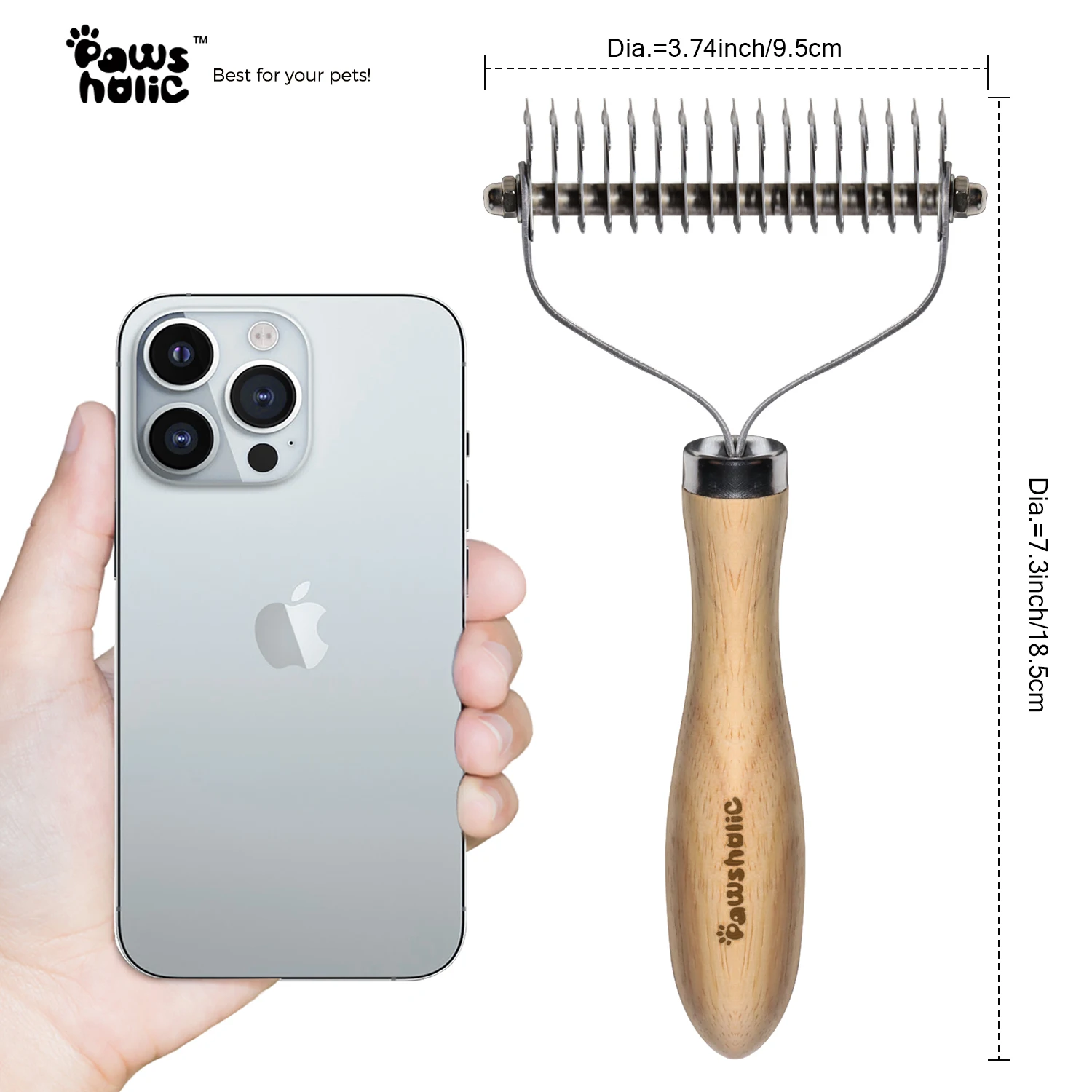 Grade Wooden Undercoat Rake Brush with Double Sided Shedding and dematting for Pet Dogs Hair Remover