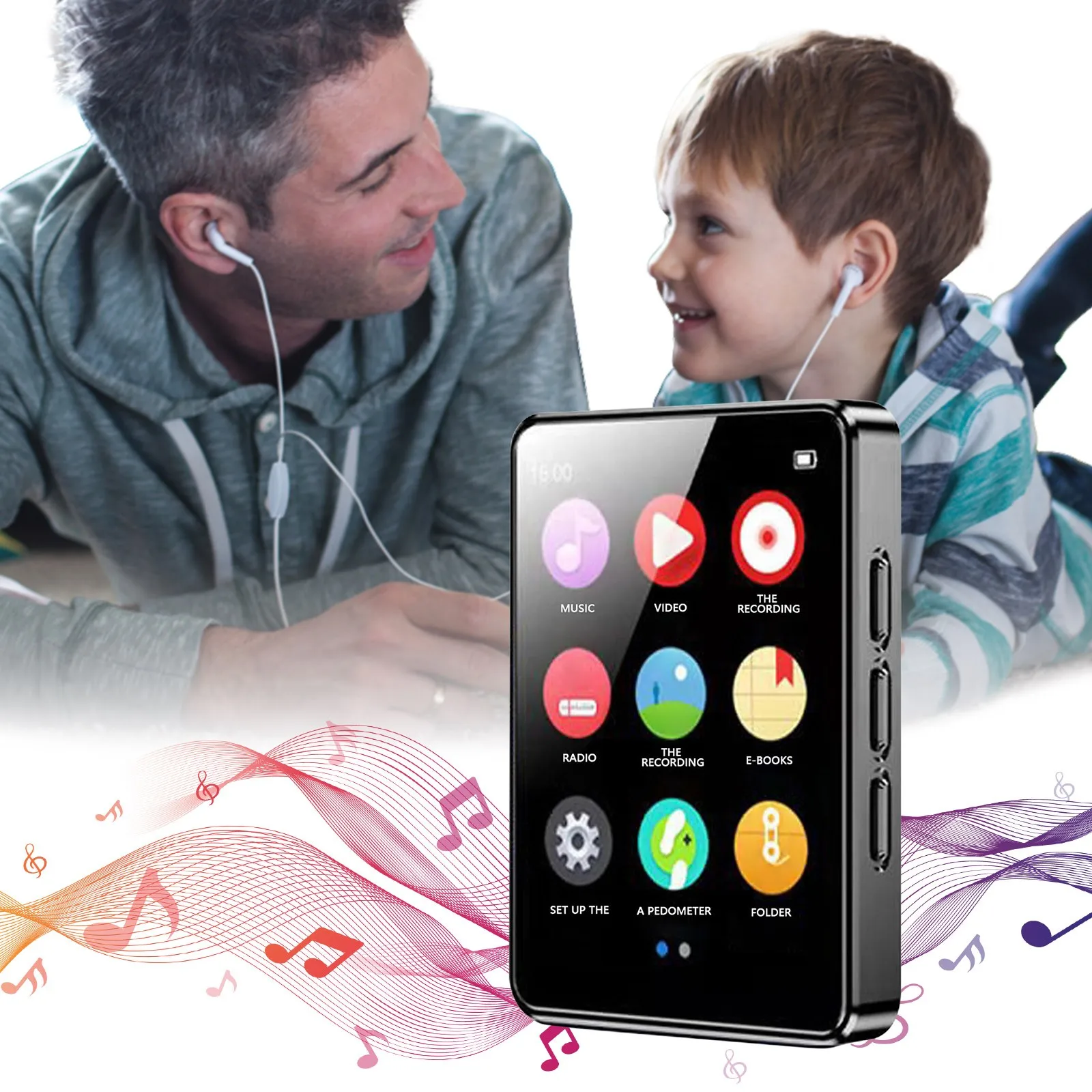 Full screen Blue-tooth Walkman student MP4 small external music player portable touch Recording video playback with e-book radio