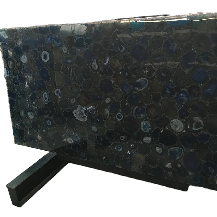 Hot Selling Wall Panel  Customized Size Natural Blue Agate Onyx Slab