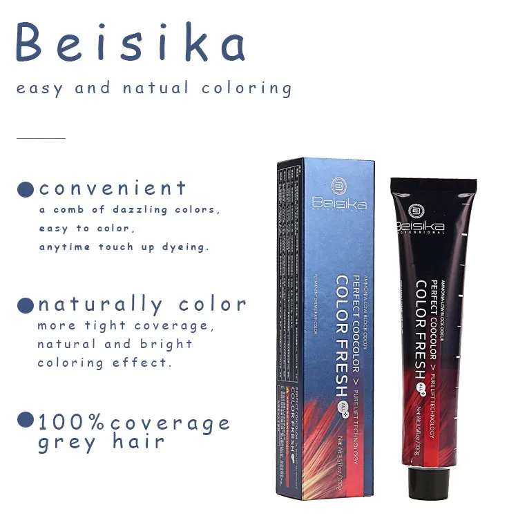 Halal 100g factory wholesale professional natural hair color dye cream for Salon Use BEISIKA Brand Hair Color