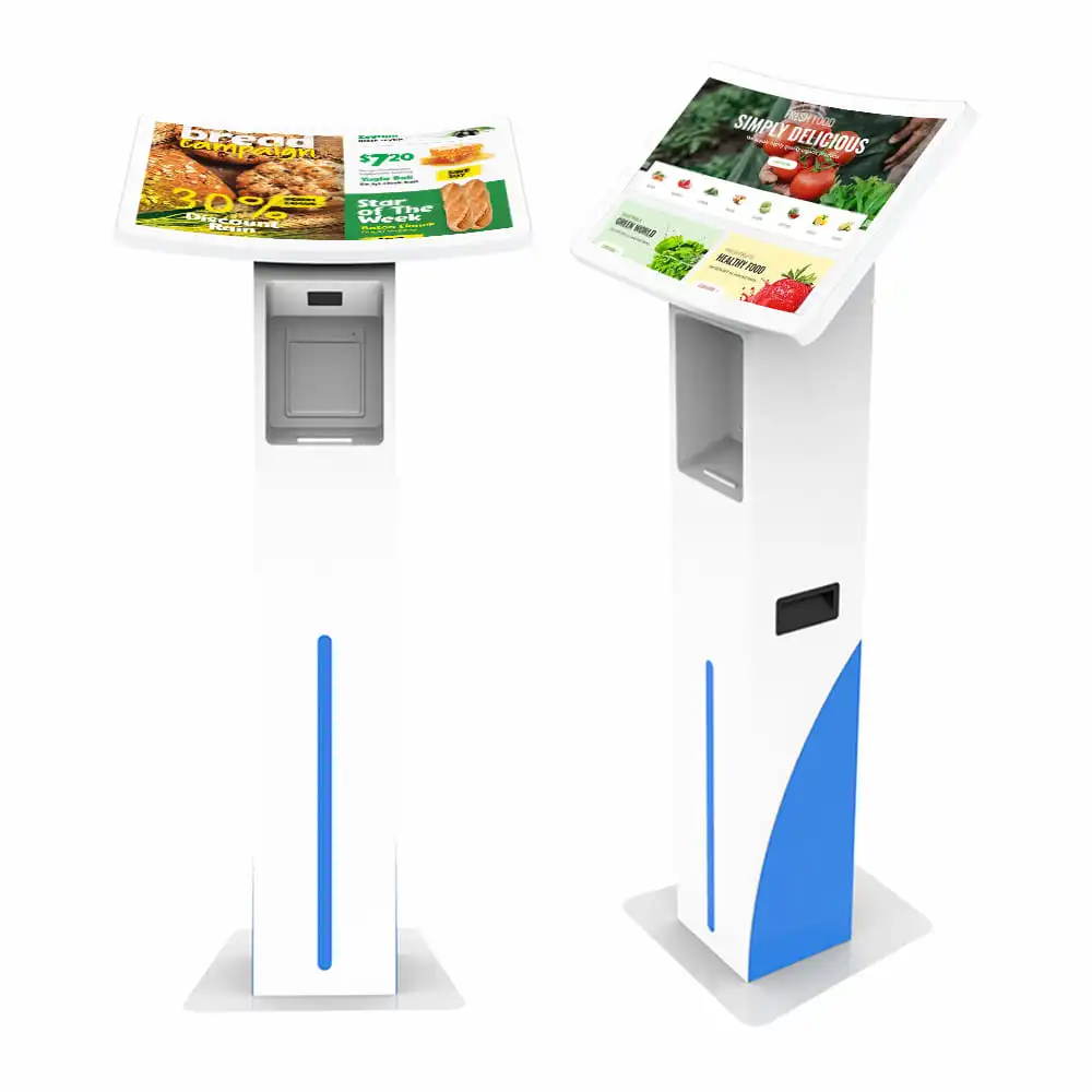 23.6inch Self service kiosks receipt printer 80mm QR code scanner nfc RFID reader self-service food ordering kiosk horizontal
