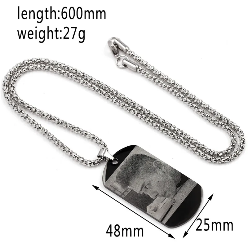 Customized Engraved Photo Necklace Pendant Stainless Steel Hiphop Style Anniversary Engagement Female Male Gift