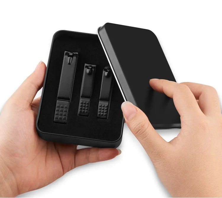 
2020 new black coated stainless steel 3 pieces nail clipper manicure pedicure set for thick toe nail 