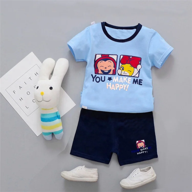Wholesale Fashion Short Sleeve Cotton Boys Two Piece Set New Casual Kids Clothing Outfit for Summer Baby Boy
