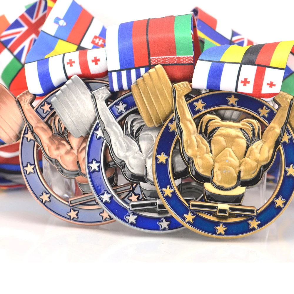 Custom 3D Promotional Gold Silver Bronze Arward Manufacturers Sports Gymnastics Weightlifting Jiu Jitsu School Medals