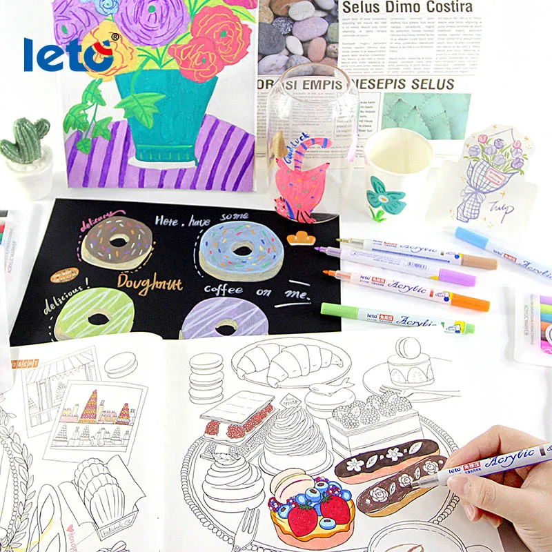 High Quality 6 Color Nylon Nib Paint Marker Set Custom Logo Water Based Ink Color Acrylic Pens for Glass Porcelain