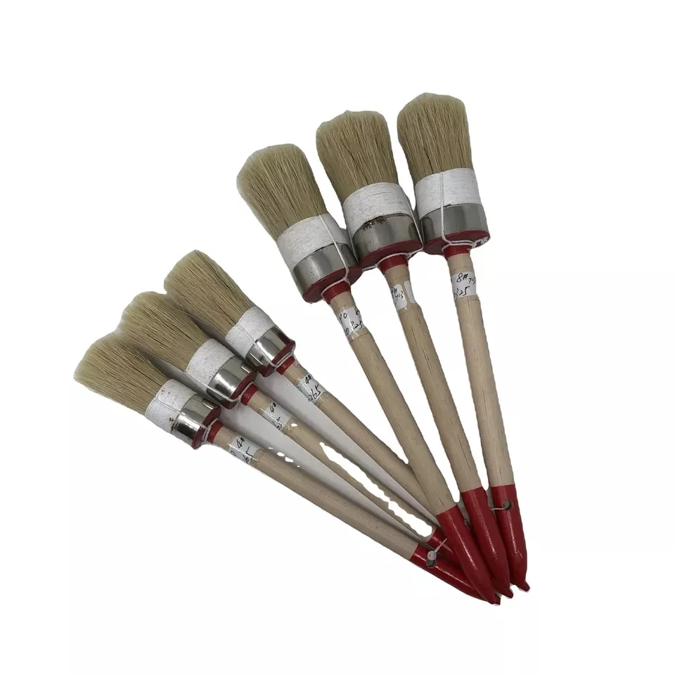 Wholesale Hot Sale Different Size Roping Round Paint Wall Brush 5pcs Wood Handle Paint Brush Set