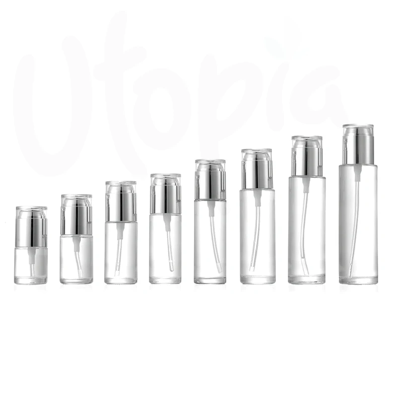 Wholesale frosted glass spray pump bottle press lotion bottle essence skincare cosmetic dispenser cosmetics package set