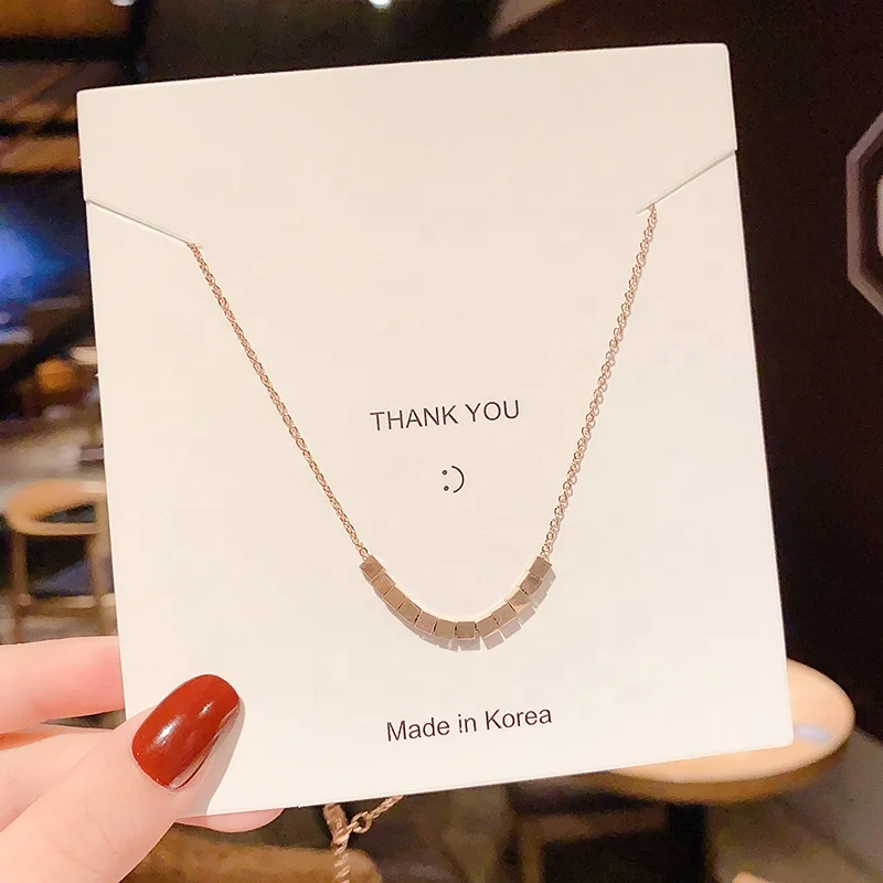 
Korean Style Small Cube Clavicle Chain Rose Gold Necklace 18k plated for Minimalist 
