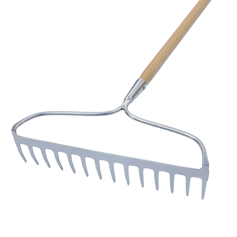 Wholesale Different Types Of Long Yellow Tubular Fiberglass, Handle 14 Teeth 16 Teeth Steel Gardening Garden Rake/