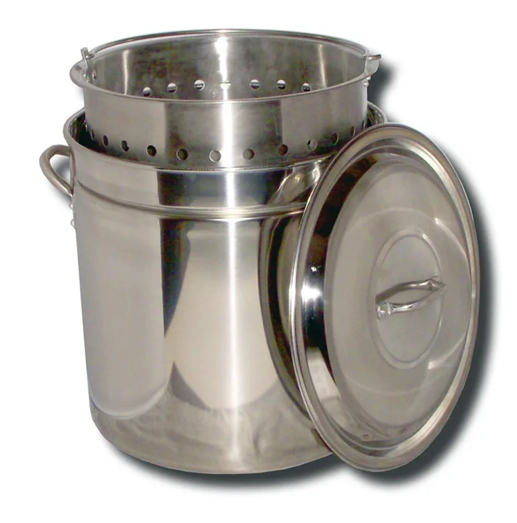 60QT Stainless Steel Seafood Turkey Cooking Pot With Perforated Basket For Boiling stove Kit